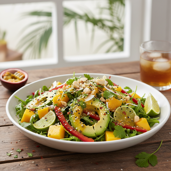 Zesty Tropical Arugula Salad with Mango and Avocado recipe