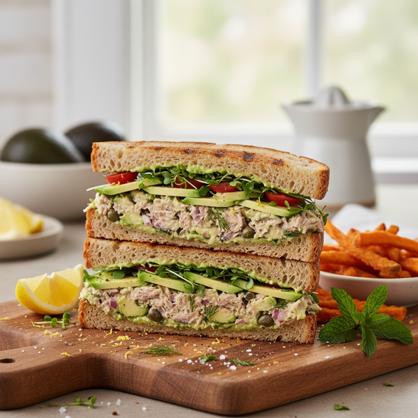 Zesty Tuna and Avocado Delight Sandwich recipe