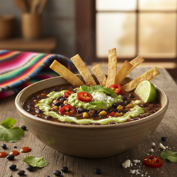 Zesty Vegetarian Black Bean Tortilla Soup recipe