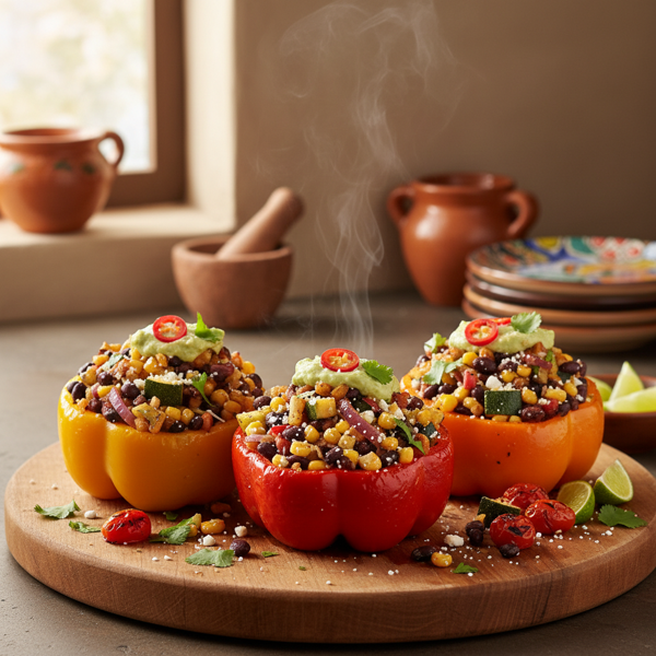 Zesty Vegetarian Mexican Stuffed Bell Peppers recipe