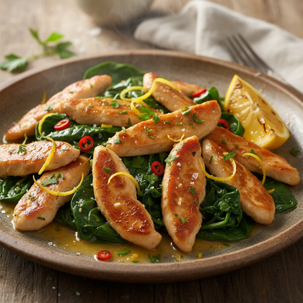 Zesty Warm Chicken and Spinach Delight recipe