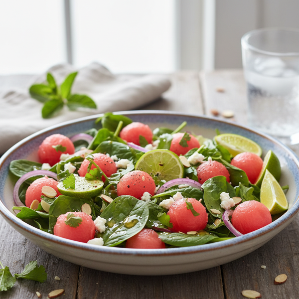 Zesty Watermelon & Greens Salad recipe