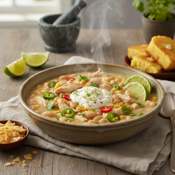 Zesty White Chicken Chili Delight recipe