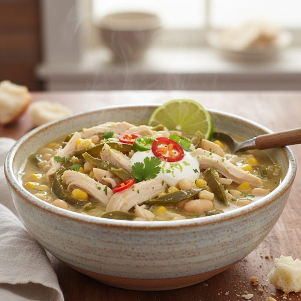 Zesty White Chicken Poblano Chili Delight recipe