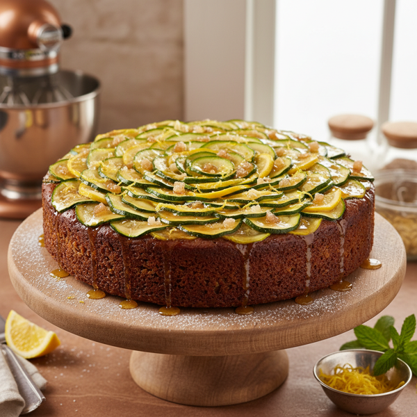 Zesty Zucchini Gingerbread Upside Down Cake recipe