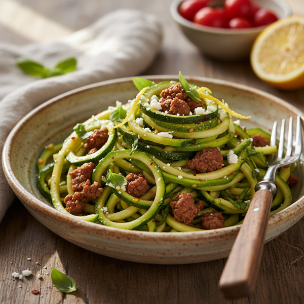 Zesty Zucchini Noodles with Savory Ground Beef recipe