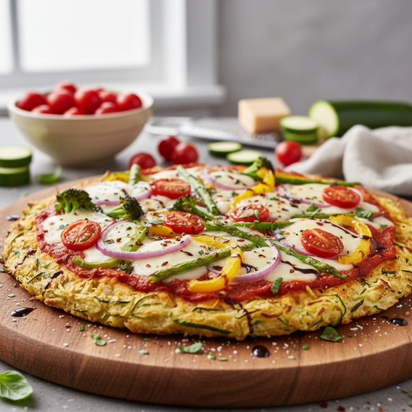 Zucchini Crust Veggie Delight Pizza recipe