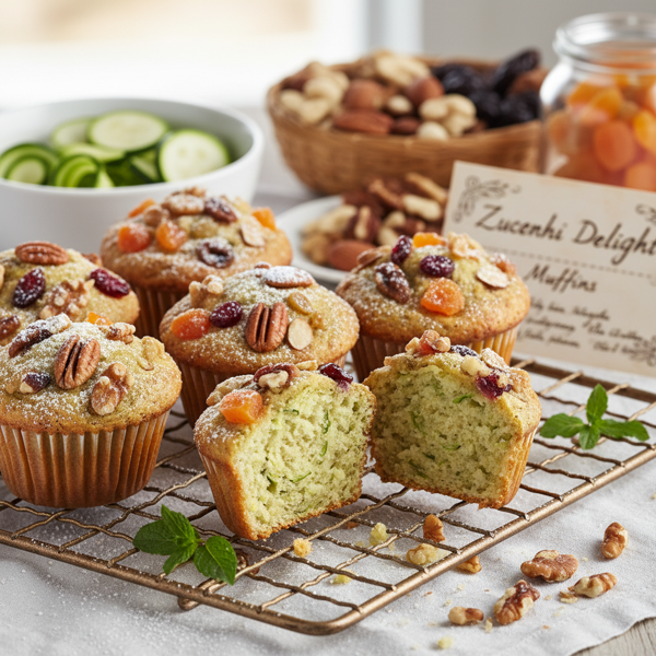 Zucchini Delight Muffins with Fruits & Nuts recipe