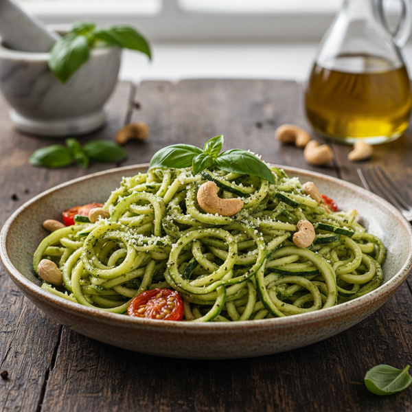 Zucchini Noodles with Creamy Cashew Pesto recipe