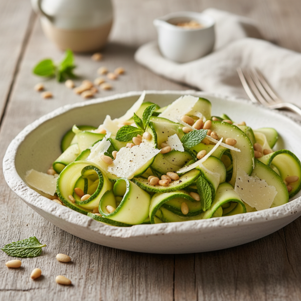 Zucchini Ribbons Salad with Pine Nuts and Parmesan recipe