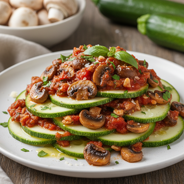 Zucchini & Cucumber Layers with Mushroom Marinara recipe