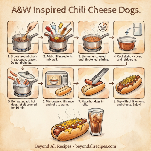 A&W Inspired Chili Cheese Dogs instructions