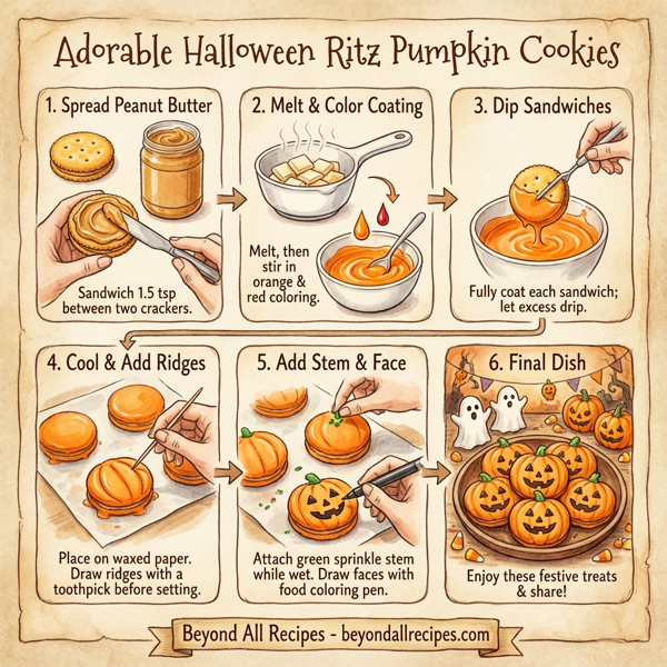 Adorable Halloween Ritz Pumpkin Cookies instructions