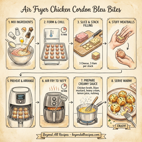 Air Fryer Chicken Cordon Bleu Bites instructions
