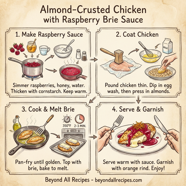 Almond-Crusted Chicken with Raspberry Brie Sauce instructions