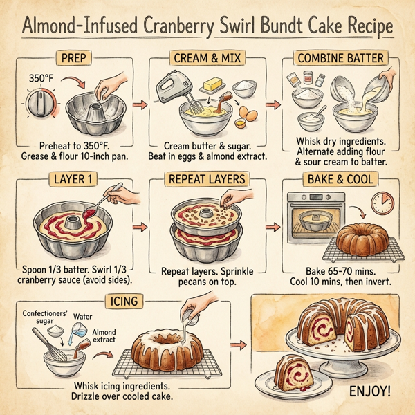 Almond-Infused Cranberry Swirl Bundt Cake instructions