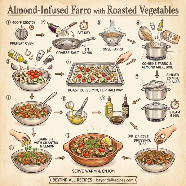 Almond-Infused Farro with Roasted Vegetables instructions