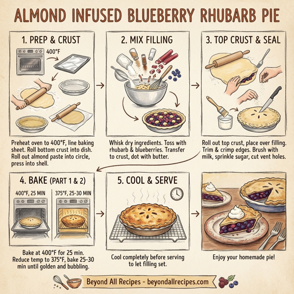 Almond Infused Blueberry Rhubarb Pie instructions