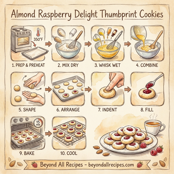 Almond Raspberry Delight Thumbprint Cookies instructions