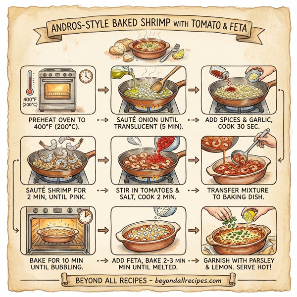 Andros-Style Baked Shrimp with Tomato and Feta instructions