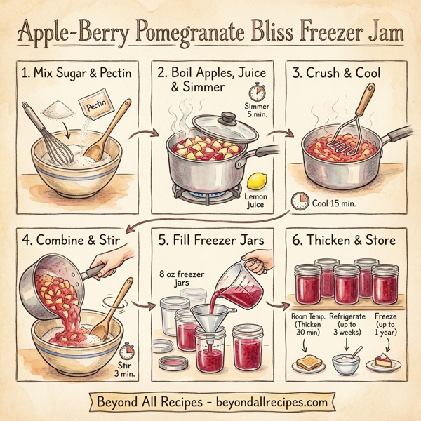 Apple-Berry Pomegranate Bliss Freezer Jam instructions