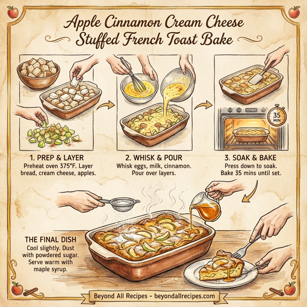 Apple Cinnamon Cream Cheese Stuffed French Toast Bake instructions