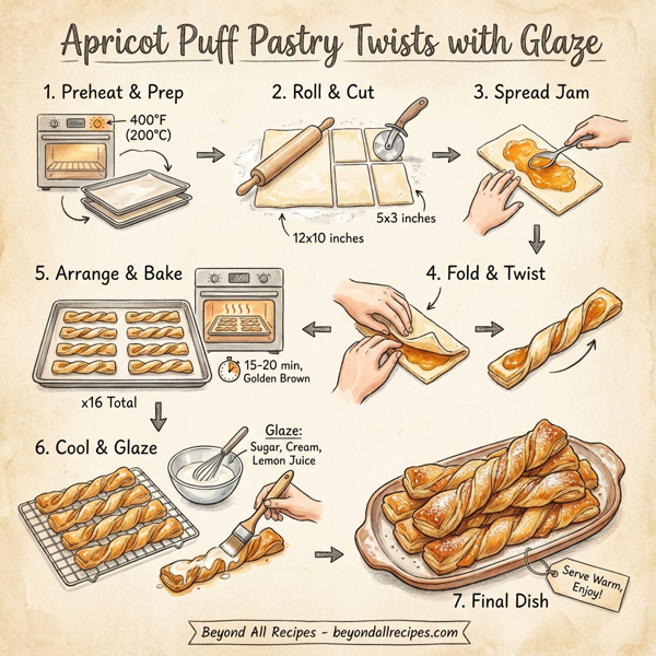 Apricot Puff Pastry Twists with Glaze instructions