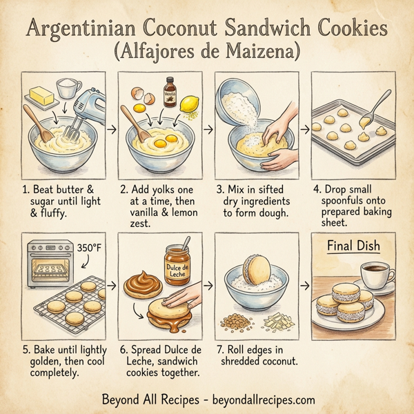 Argentinian Coconut Sandwich Cookies (Alfajores de Maizena) instructions