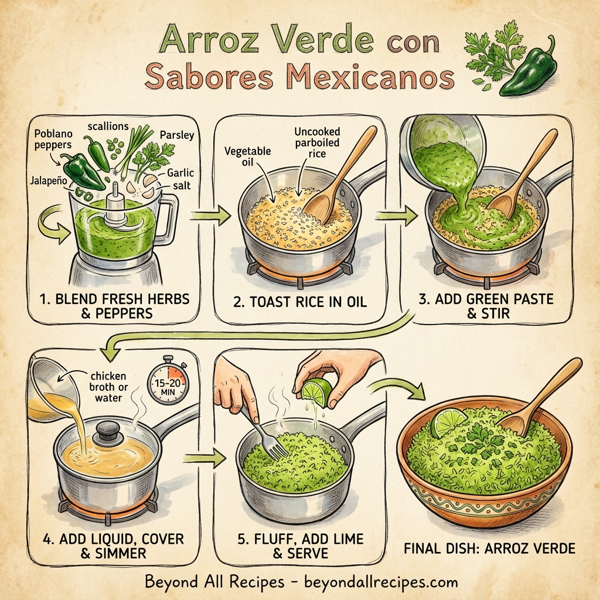 Arroz Verde con Sabores Mexicanos instructions