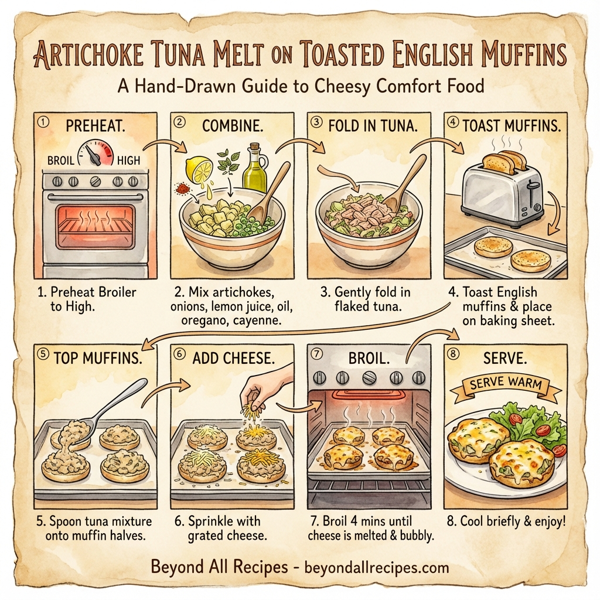 Artichoke Tuna Melt on Toasted English Muffins instructions