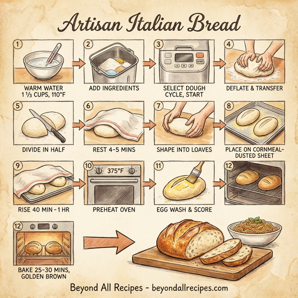 Artisan Italian Bread Baked in Oven instructions