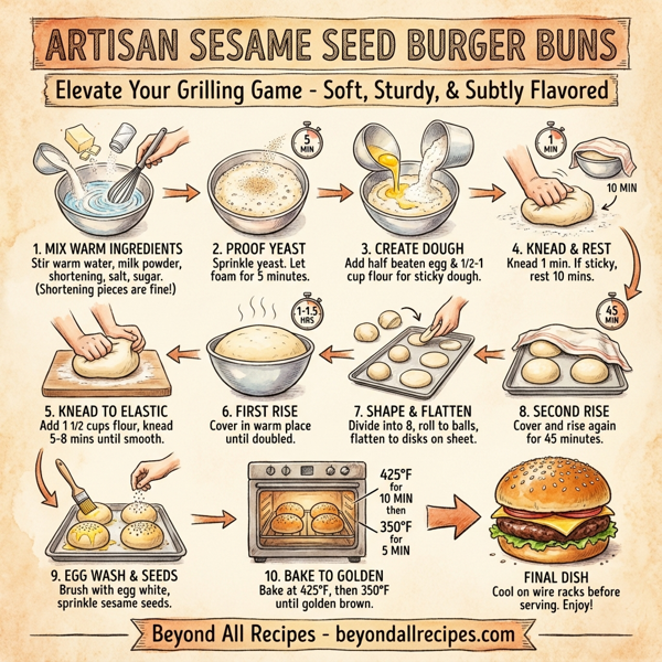 Artisan Sesame Seed Burger Buns instructions