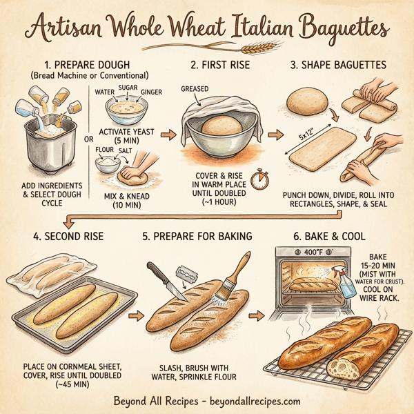 Artisan Whole Wheat Italian Baguettes instructions