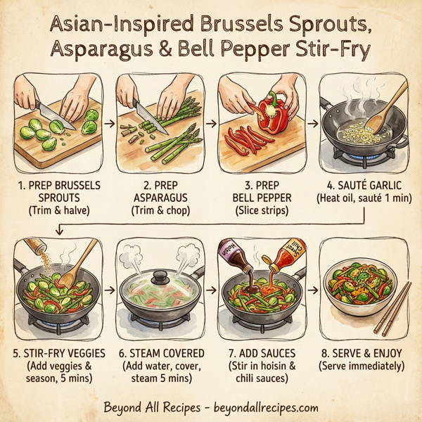 Asian-Inspired Brussels Sprouts, Asparagus & Bell Pepper Stir-Fry instructions