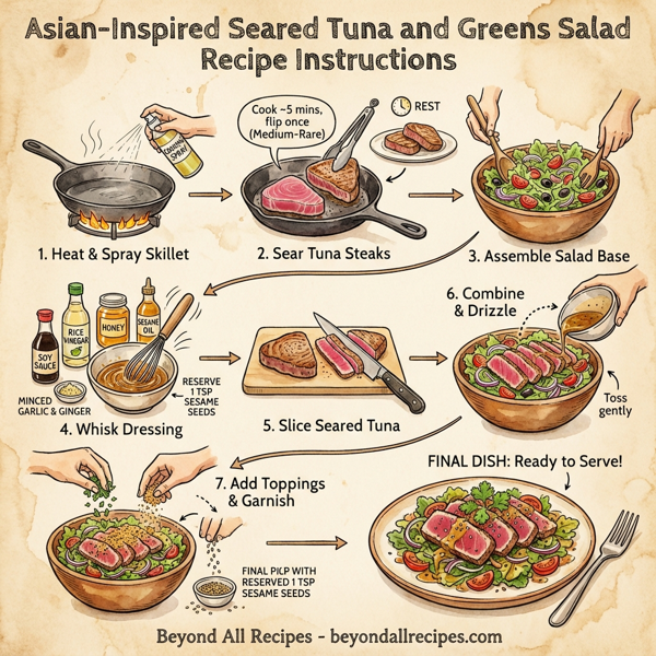 Asian-Inspired Seared Tuna and Greens Salad instructions