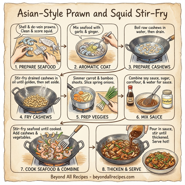 Asian-Style Prawn and Squid Stir-Fry instructions