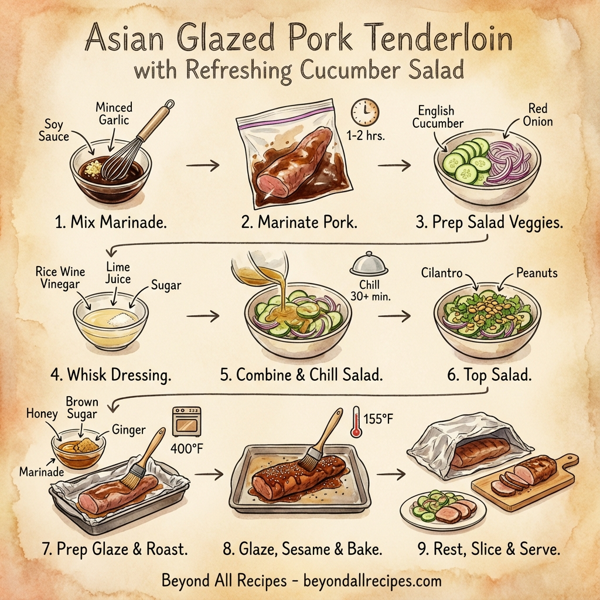 Asian Glazed Pork Tenderloin with Refreshing Cucumber Salad instructions