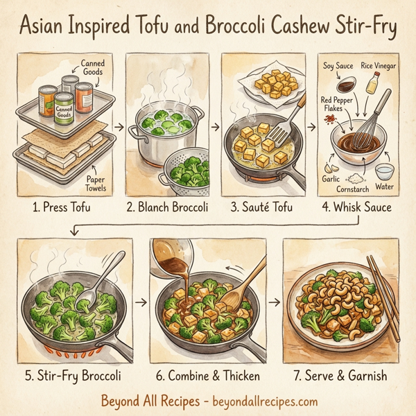 Asian Inspired Tofu and Broccoli Cashew Stir-Fry instructions