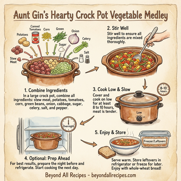 Aunt Gin's Hearty Crock Pot Vegetable Medley instructions