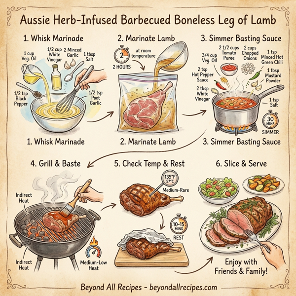 Aussie Herb-Infused Barbecued Boneless Leg of Lamb instructions