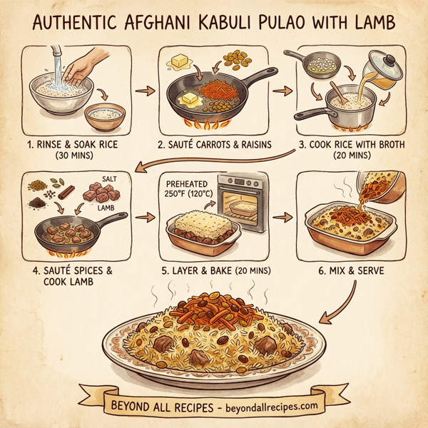 Authentic Afghani Kabuli Pulao with Lamb instructions