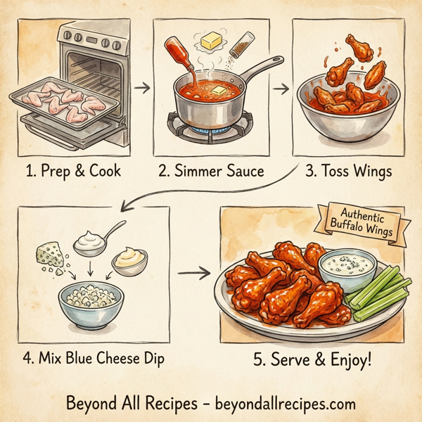Authentic Buffalo Chicken Wings with Creamy Blue Cheese Dip instructions