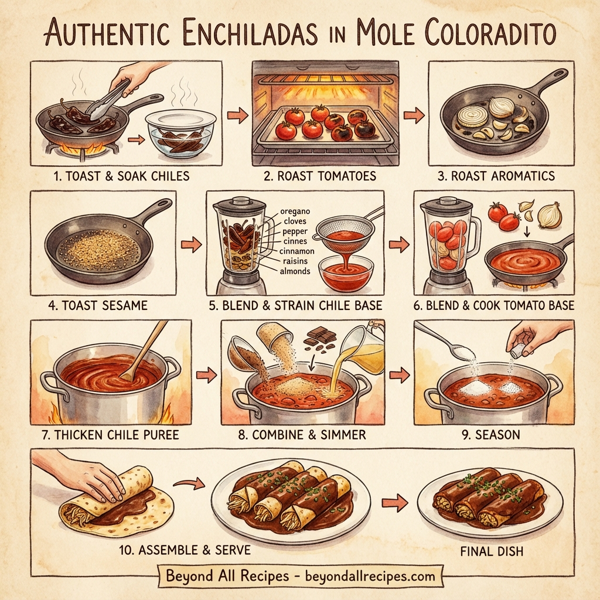 Authentic Enchiladas in Mole Coloradito instructions