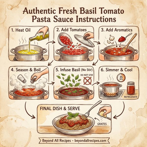Authentic Fresh Basil Tomato Pasta Sauce instructions