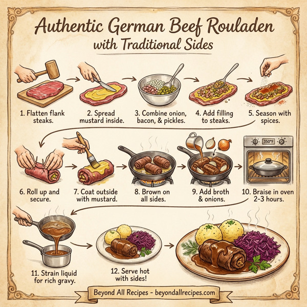 Authentic German Beef Rouladen with Traditional Sides instructions