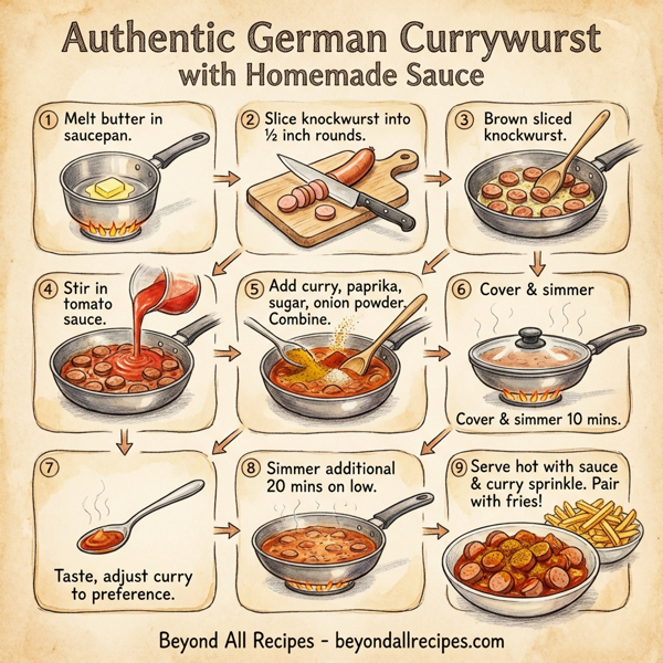 Authentic German Currywurst with Homemade Sauce instructions