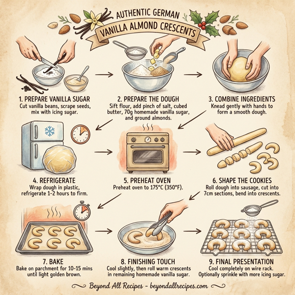 Authentic German Vanilla Almond Crescents instructions