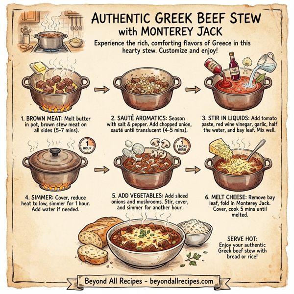 Authentic Greek Beef Stew with Monterey Jack instructions