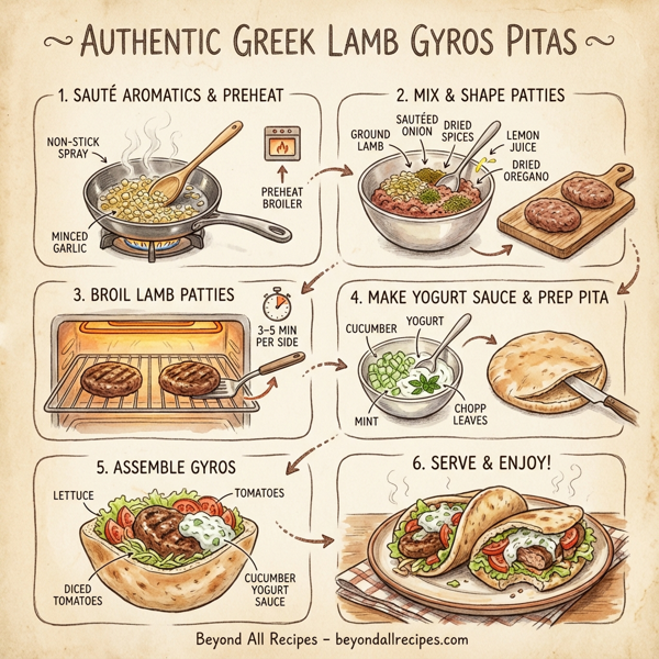 Authentic Greek Lamb Gyros Pitas instructions