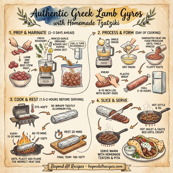 Authentic Greek Lamb Gyros with Homemade Tzatziki instructions